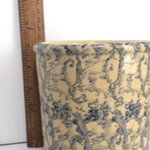 Vtg Robinson Ransbottom Blue Spongeware Crock 1 Qt Container Roseville OH USA - Picture 5 of 5